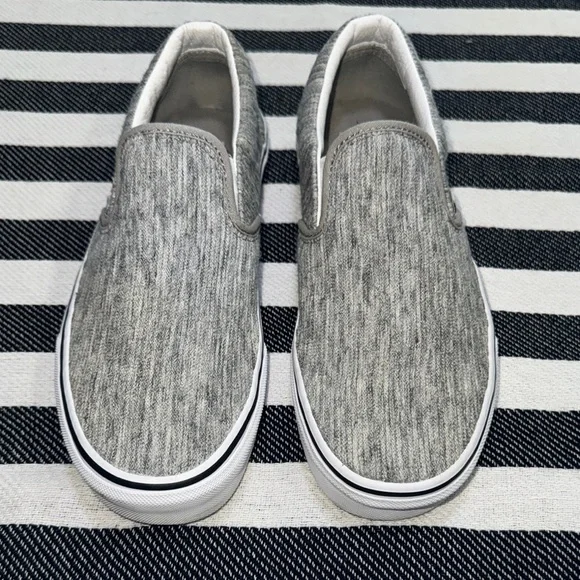 Vans Gray Slip-On Sneakers with Rubber Soles - Picture 1 of 7